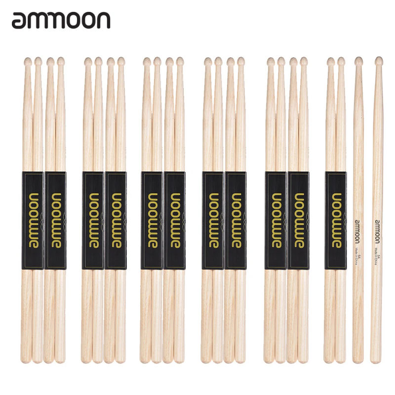 Description Picture 4 of itemammoon 12 Pairs of 5A Wooden Drumsticks Drum Sticks Fraxinus Mandshurica Wood Drum Set Accessories
