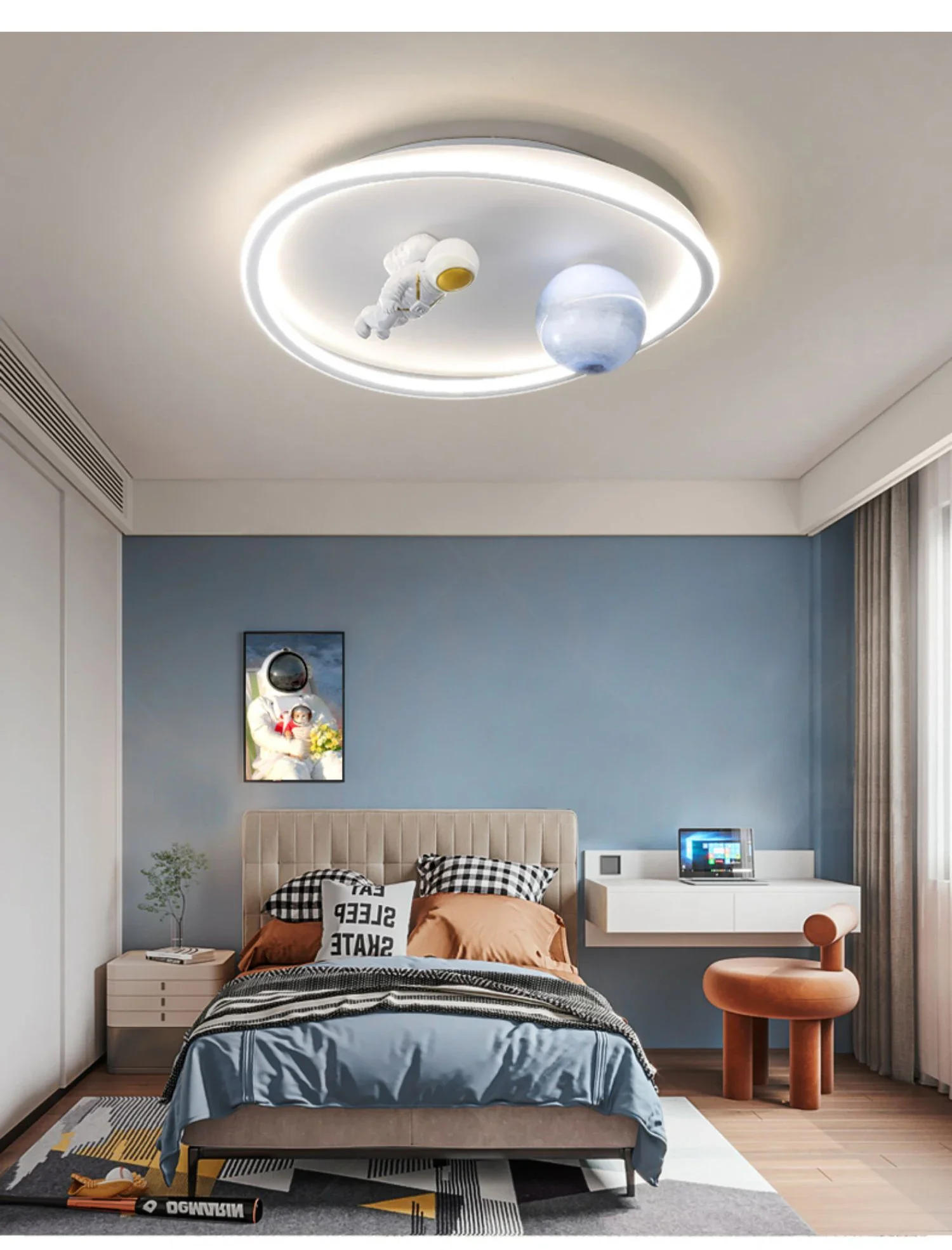 Description Picture 5 of itemModern Ceiling Chandelier Light For Children's Room Bedroom Study Kids Baby Astronaut  Moon Design Gold White Home Indoor Lamps