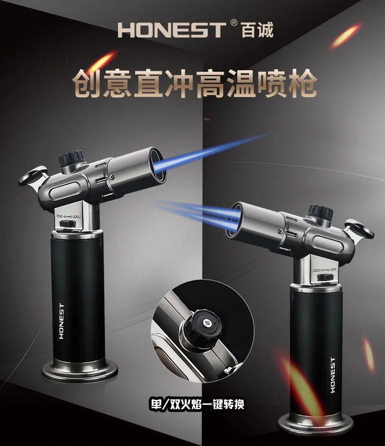 Description Picture 2 of itemOutdoor Direct Flush Lighter Inflatable High Temperature Spray Gun Double/Single Flame Adjustment Kitchen BBQ Ignition Tool