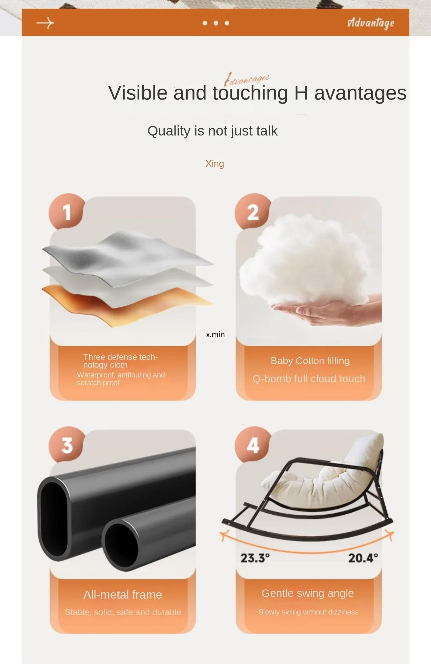 Description Picture 4 of itemLounge Living Room Chairs Rocking Luxury Sillones Puffs Grandes Outdoor Furniture Recliner Meditation Nordic Salon Chair Sofa