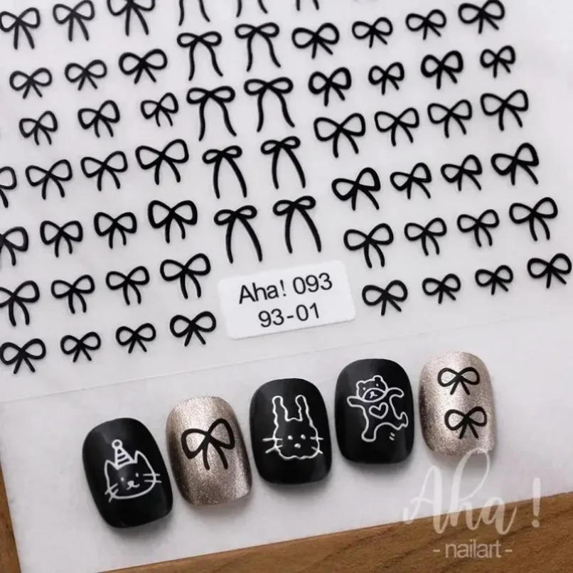 Description Picture 3 of itemBlack White Pink Mini Bowknot Design Nail Art Sticker Self Adhesive Lace Ribbons Bow Butterfly Decals Nail Art Decoration