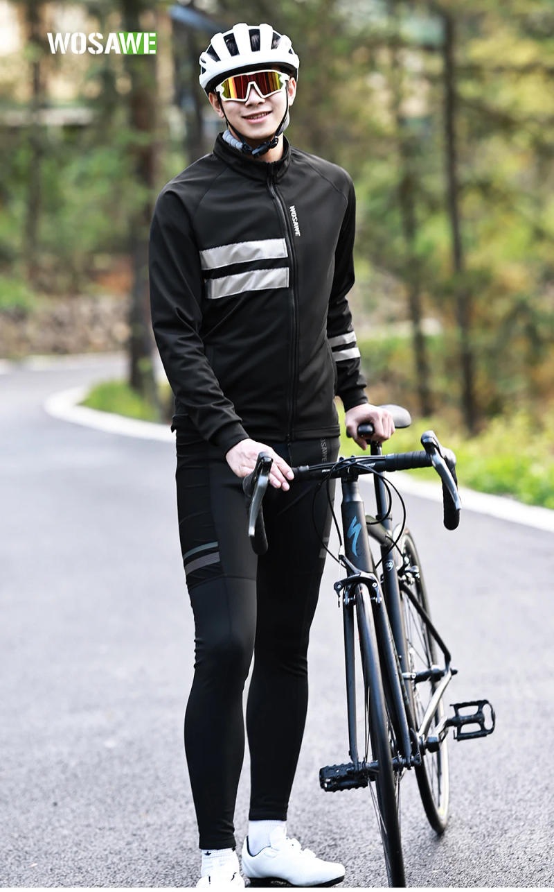 Description Picture 2 of itemWOSAWE Cycling Wear Thermal Fleece Cycling Jacket Men Winter Bicycle Clothing MTB Long Sleeve Tops Road Bike Jersey Wool Shirts