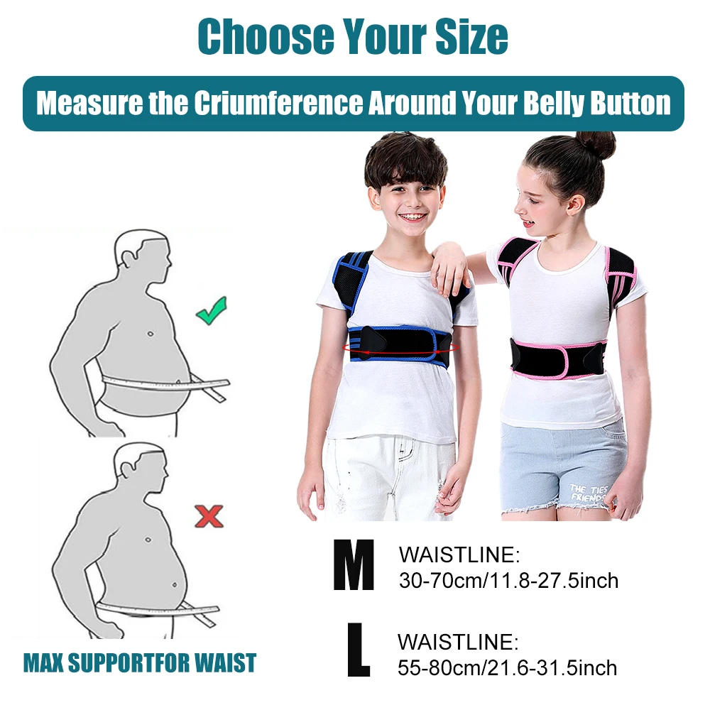 Description Picture 5 of itemTIKE Children Back Posture Corrector Orthopedic Corset Shoulder Lumbar Wasit Support Correction Kids Teens Straighten Upper Belt