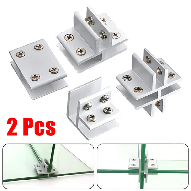 Description Picture 3 of item2PCS Glass Clamps For Handrails Shelves Holder Corner Bracket Clamp Aluminum 10-12mm Glass Clips 4 Sizes Fixed Fitting
