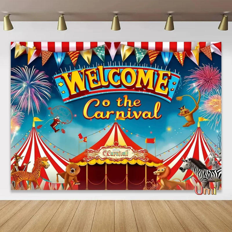 Description Picture 4 of itemCartoon Circus Red Tent Theme Party Backdrop Circus Carnival Background Newborn Baby Shower Children Birthday Banner Photo Gifts