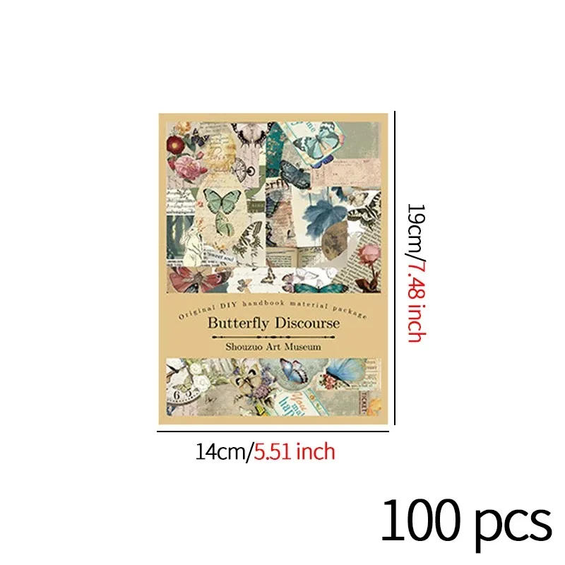 Description Picture 6 of item100 pcs/pack Vintage stickers Material paper Set Scrapbooking Creative DIY Diary album materials DIY Junk Journal Supplies