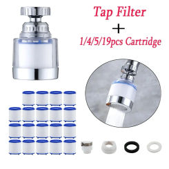 360 Degree Water Filter Tap with PP Cotton Filter Element Tap Extension Interchangeable Filter Element for Kitchen Bathroom