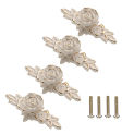 4Piece Euro Roses Cabinet Knobs With Backplate Flower Drawer Pull Handles For Dresser Vanity Nightstand Cupboard