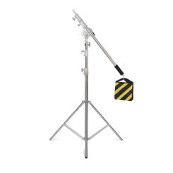 SH 2.9m Light Stand With Stainless Steel Kit Cross Arm With Weight Bag Photo Studio Accessories Extension Telescopic Rod 2.49M