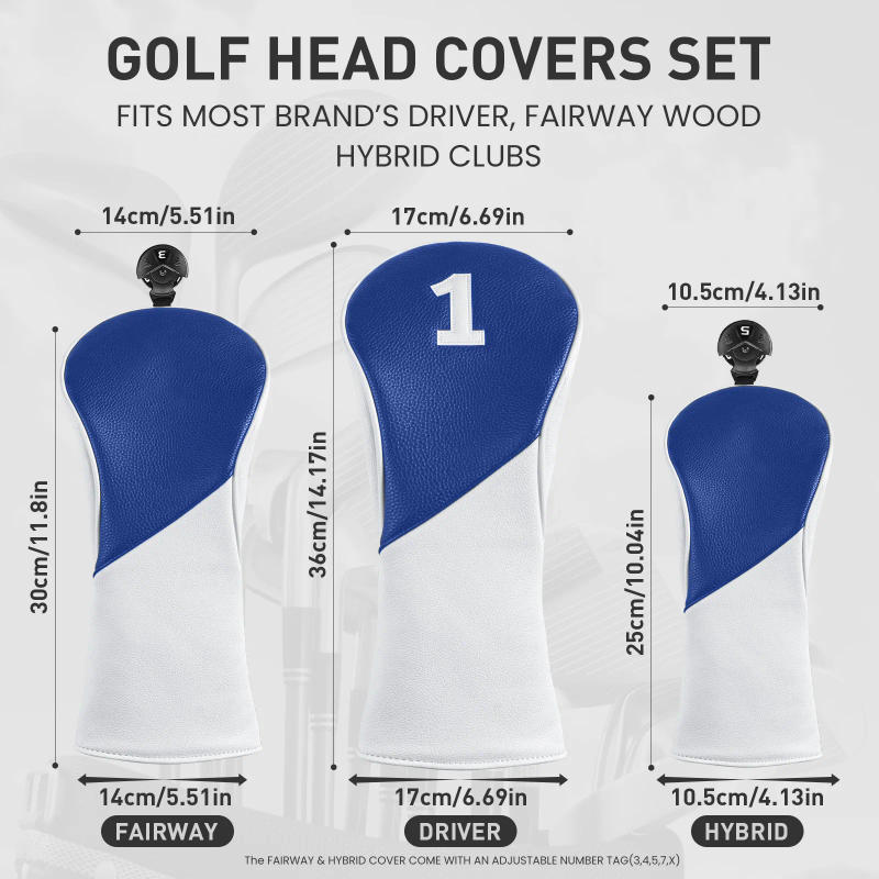 Description Picture 5 of itemGolf Club Covers 3 Pack Golf Club Head Covers for Driver, Woods and Hybrid - Driver Headcover to Fit All Golf Clubs