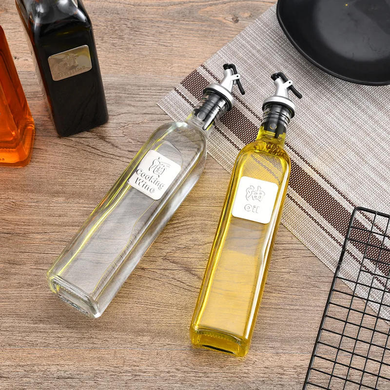 Description Picture 4 of itemTransparent Glass Olive Oil Bottle Leakproof Kitchen Seasoning Soy Vinegar Square Glass Bottle Kitchen Supplies New Dropshipping