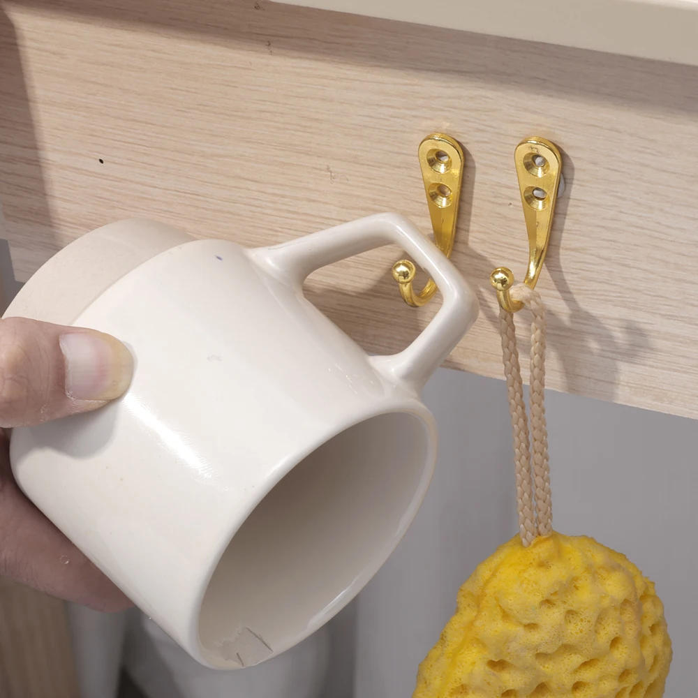 Description Picture 5 of item1/50Pcs Multi-Purpose Hooks with Screws Zinc Alloy Wall Mounted Key Clothes Hat Towel Holder Kitchen Bathroom Storage Supplies