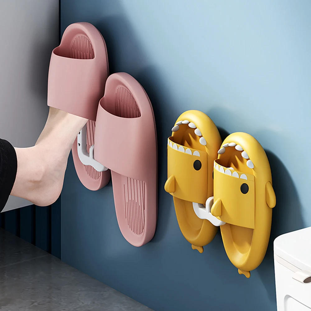 Description Picture 4 of itemSelf-adhesive Slipper Hooks Slippers Racks No-punch Wall Mounted Shoes Storage Rack Drying Hanger Bathroom Shoe Hook Accessories