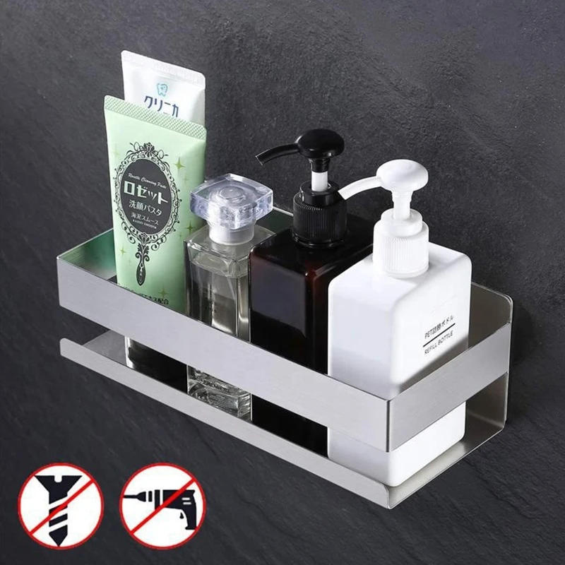 Description Picture 3 of itemMultifunctional Storage Tray Wall Mount Bathroom Shower Shelf Shampoo Holder Cosmetic Shelves Toilet Kitchen Dropshipping