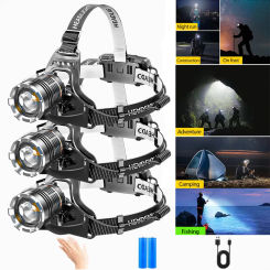 Powerful XHP90 Led Headlamp Zoomable USB Rechargeable High Power Headlight Waterproof Output 18650 Super Bright Head Torch