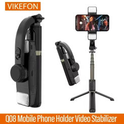 Bluetooth Selfie Stick Tripod Gimbal Q08 Phone Holder Stabilizer for iPhone 16 15 14 Samsung S24 S23 Xiaomi Otudoor Video Stand