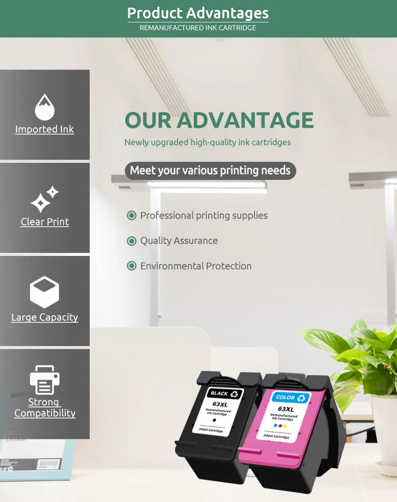 Description Picture 4 of itemIcehtank Refilled 63XL Ink Cartridge For HP 63 XL Officejet 5200 4652 4655 3830 4650 4656 4657 ENVY 4510 4511 4520 4522 4526
