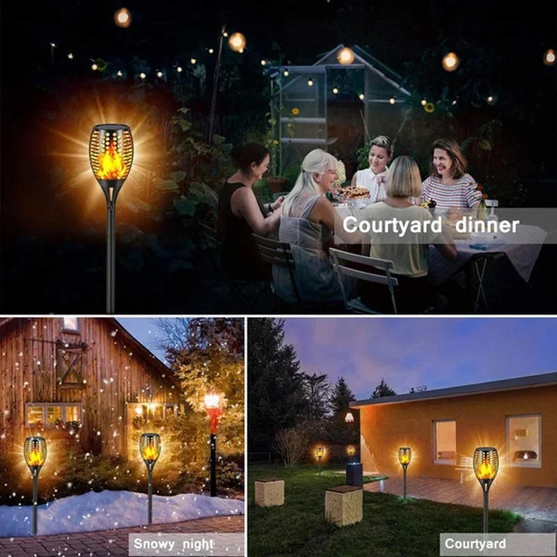 Description Picture 5 of item1/2/4/6/8/10/12Pcs Solar Flame Torch Light Flickering Light Waterproof Garden Decoration Outdoor Lawn Path Yard Patio Floor Lamp