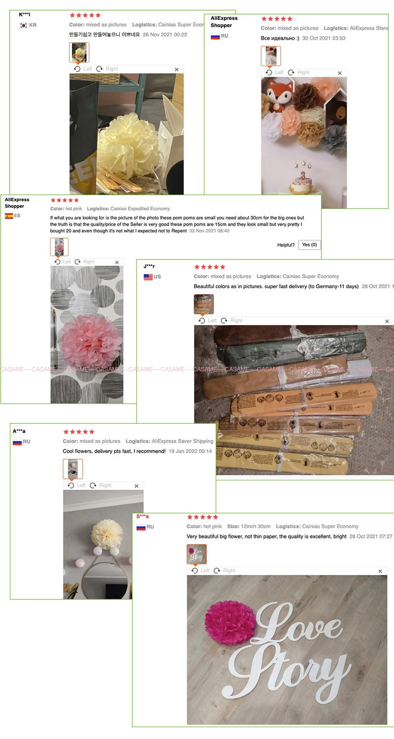 Description Picture 5 of item20 Pcs Hot Pink White Tissue Paper Pom Poms Flower Balls for Wedding Room Decoration Party Supplies DIY Hanging Paper Flowers