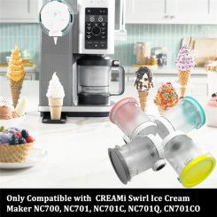 B47B-Soft Serve Maker Ice Cream& For Ninja NC701 NC700 Series Swirl Creami Machines 4 PCS 16 Oz Container Pints Lids