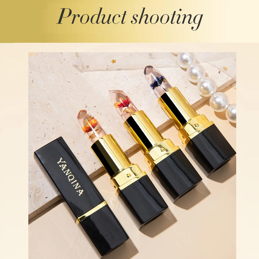 Description Picture 2 of itemLong Lasting Temperature Color Changing Lip Balm Crystal Jelly Flower Lipstick Gloss Transparent Moisturize Lips Makeup Cosmetic