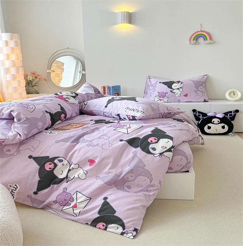 Description Picture 6 of itemDuvet Cover Kuromi Children Animation Lovers Single Double Soft and Comfortable One Quilt Cover Two Pillowcases with Zipper