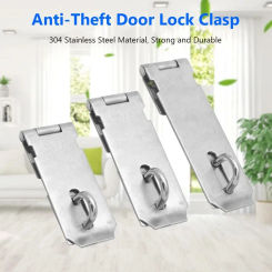 Practical Stainless Steel Padlock Hasp Burglar-proof Right Angle Door Clasp Lock 90 Degree Household Shed Latch