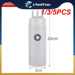 1/3/5PCS 650ml Ketchup Squeeze Bottle Plastic Condiment Squeeze Squirt Bottles 3 Hole Dispensing Bottles For Oil BBQ Sauces