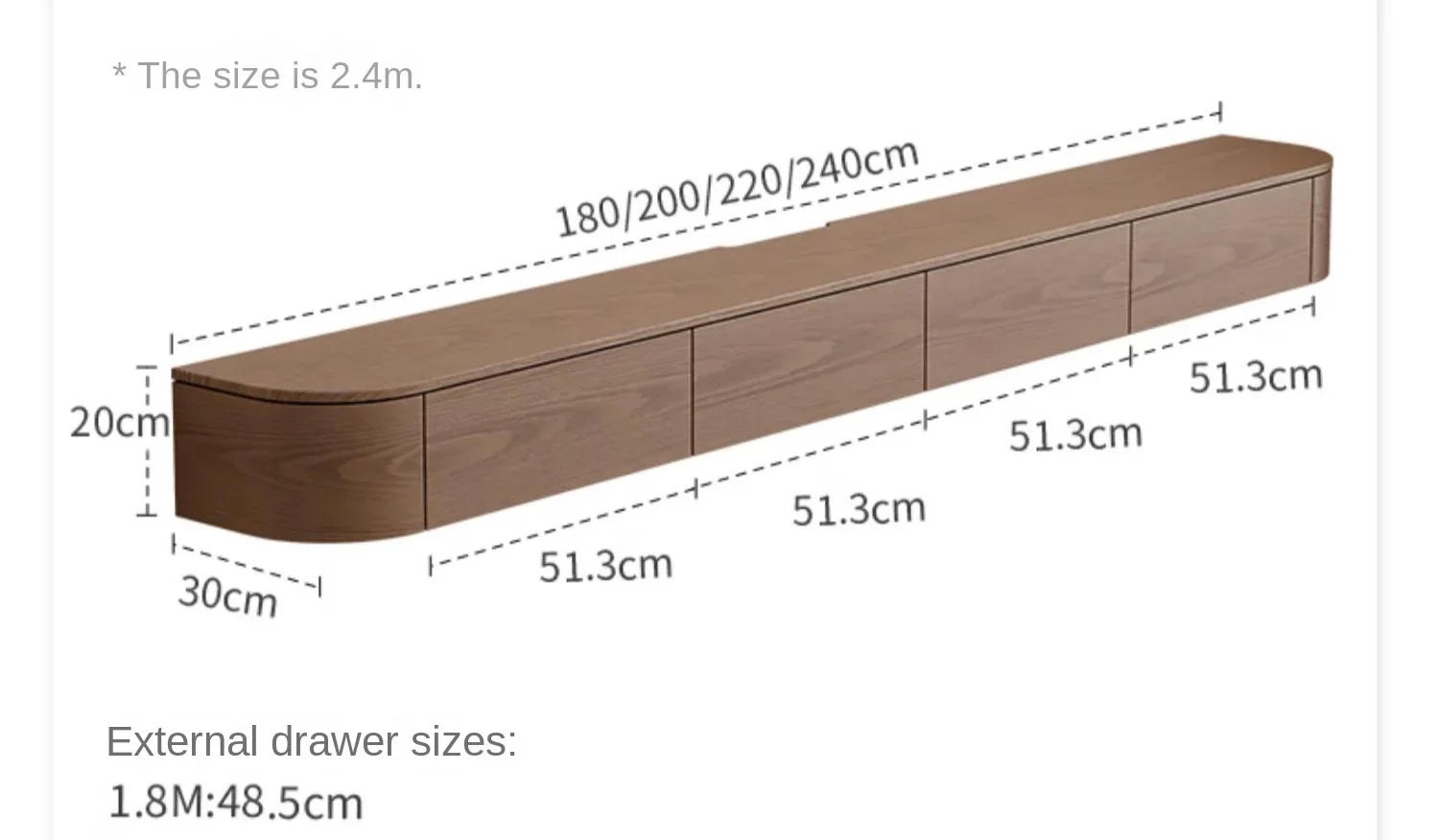 Description Picture 2 of itemModern Solid Wood Suspended TV Cabinet Household Small Apartment Living Room TV Stands Furniture Simple Hanging Storage Cabinet