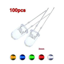 100pcs Green Red White Yellow Blue Light LED Bulbs Transparent Round 5mm Super Bright Water Clear Emitting Diode