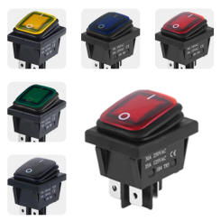 2Pcs KCD4 IP67 Waterproof 6 Pin Rocker Switch Auto Boat Marine DPDT 12V/220V Heavy Duty Push Button Switch with LED Light