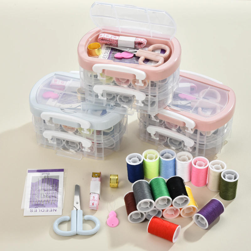 Description Picture 2 of itemUpgraded Double Layer Storage Half Round Needle Box Home Sewing DIY Handmade Sewing Set