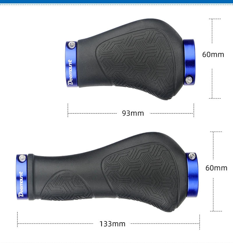 Description Picture 3 of itemDeemount Handlebar Grips Long 133mm Short 93mm for Twist Shifter Dual Ring Lock Hand Rest Fit MTB, BMX, e-Bike Commuter Bike