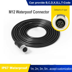 Industrial M12 Aviation Connector Waterproof 4Pin 5Pin 8Pin 12Pin Sensor Double Male Female Plug 1m 2m Extended Cable IP67