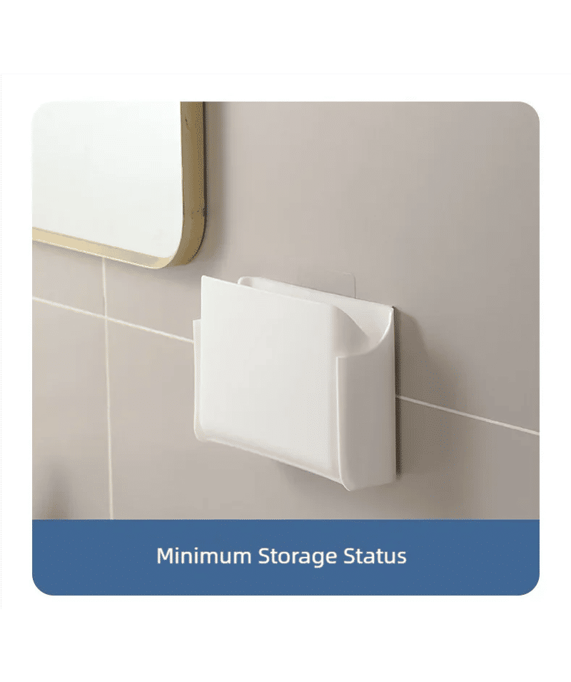 Description Picture 4 of item2024 New Wall-mounted Folding Mask Storage Box Bathroom Skincare Organizer Perforation-free Toilet Table Drain Storage Rack