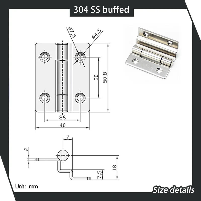 Description Picture 4 of item304 Stainless Steel Stepped Right Angle Bending Industrial Automation Equipment Box And Cabinet Door Hinge