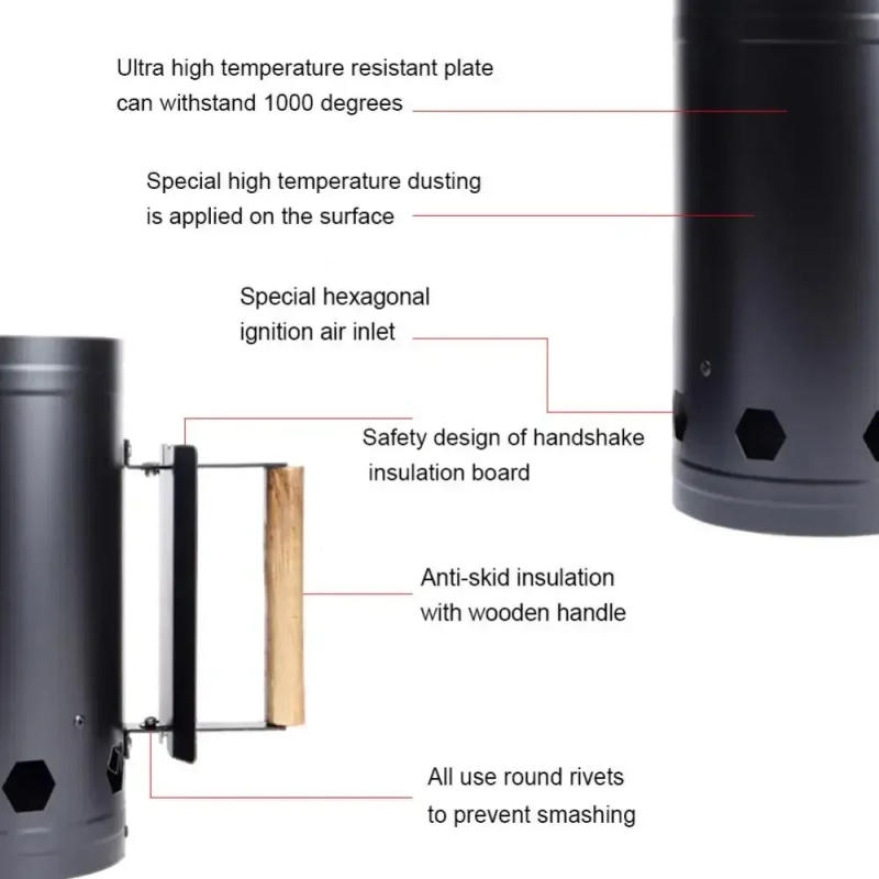 Description Picture 4 of itemSpark Bucket Charcoal Bucket Charcoal Ignition Charcoal Bucket Barbecue Stove  Igniter Outdoor Barbecue Stove Ignition Cylinder