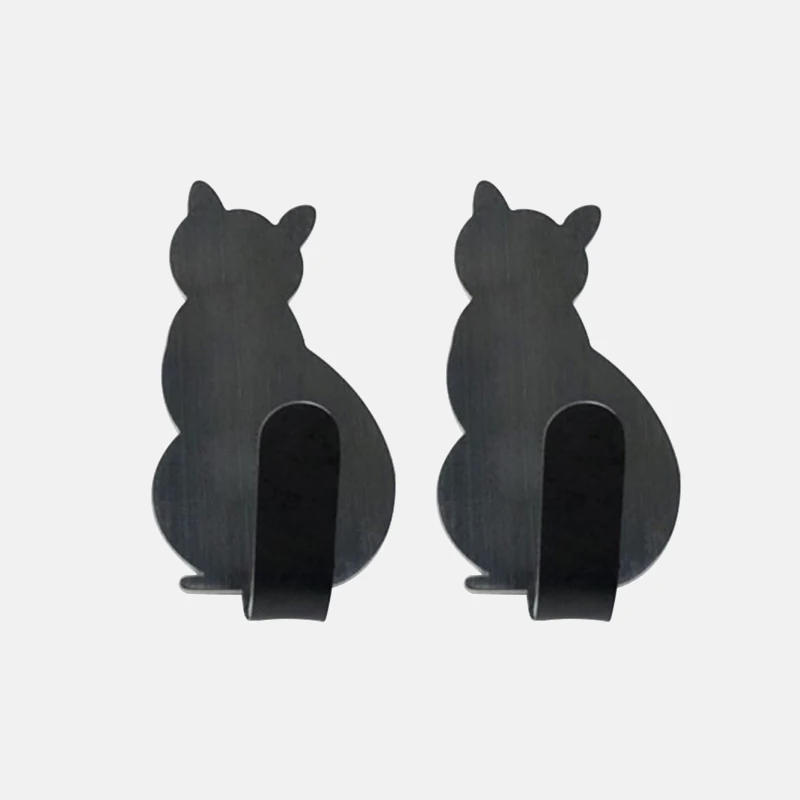 Description Picture 6 of item2pcs Cat Pattern Self Adhesive Hooks Storage Holder for Bathroom Kitchen Hanger Stick on Wall Hanging Door Clothes Towel Racks