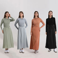 AP Soft Rib Polo 2024 Spring Summer Cotton Women Ribbed Streth 4 Colors Casual Tee with Hidden Button