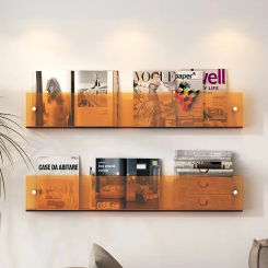 Creative Acrylic Storage Shelf Magazine Shelf Wall Mounted Book Shelf Wall Mounted Rack Newspaper Magazine Decor Shelf ZC849