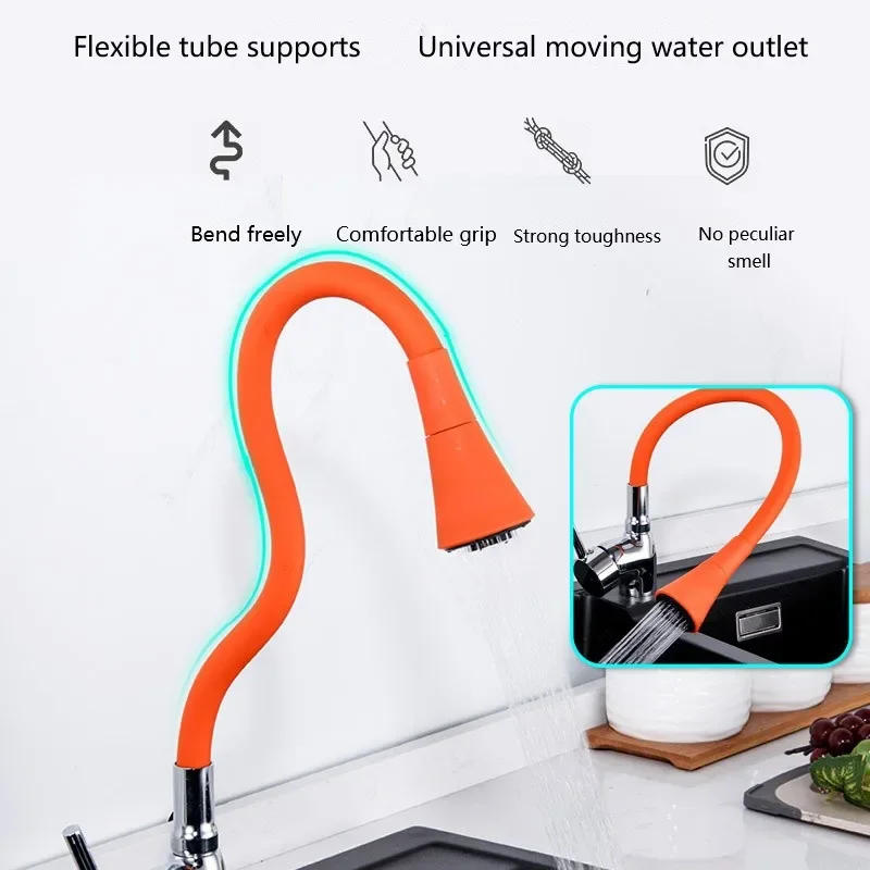 Description Picture 4 of itemKitchen Faucet Rotate Spring Rubber Deformation Faucets Mixer Tap Hot Cold Water Sink Kitchen Accessories Cardan Rotation