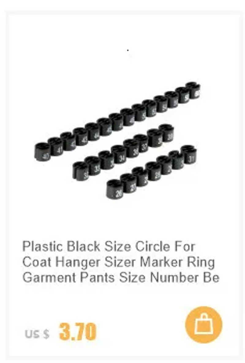Description Picture 4 of itemWhite Size Markers For Hangers Regular Sizes Printed Black Pants Garment Clothes Hanger Tube Size Cube Clips Label Plastic Tags