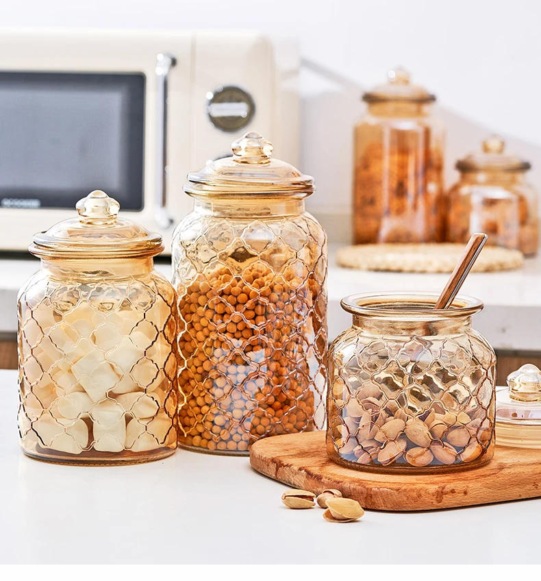 Description Picture 6 of itemGlass Airtight Jars Kitchen Food Grade Storage Box Storage Jar Amber Glass Bottle Kitchen Organizer Glass Container