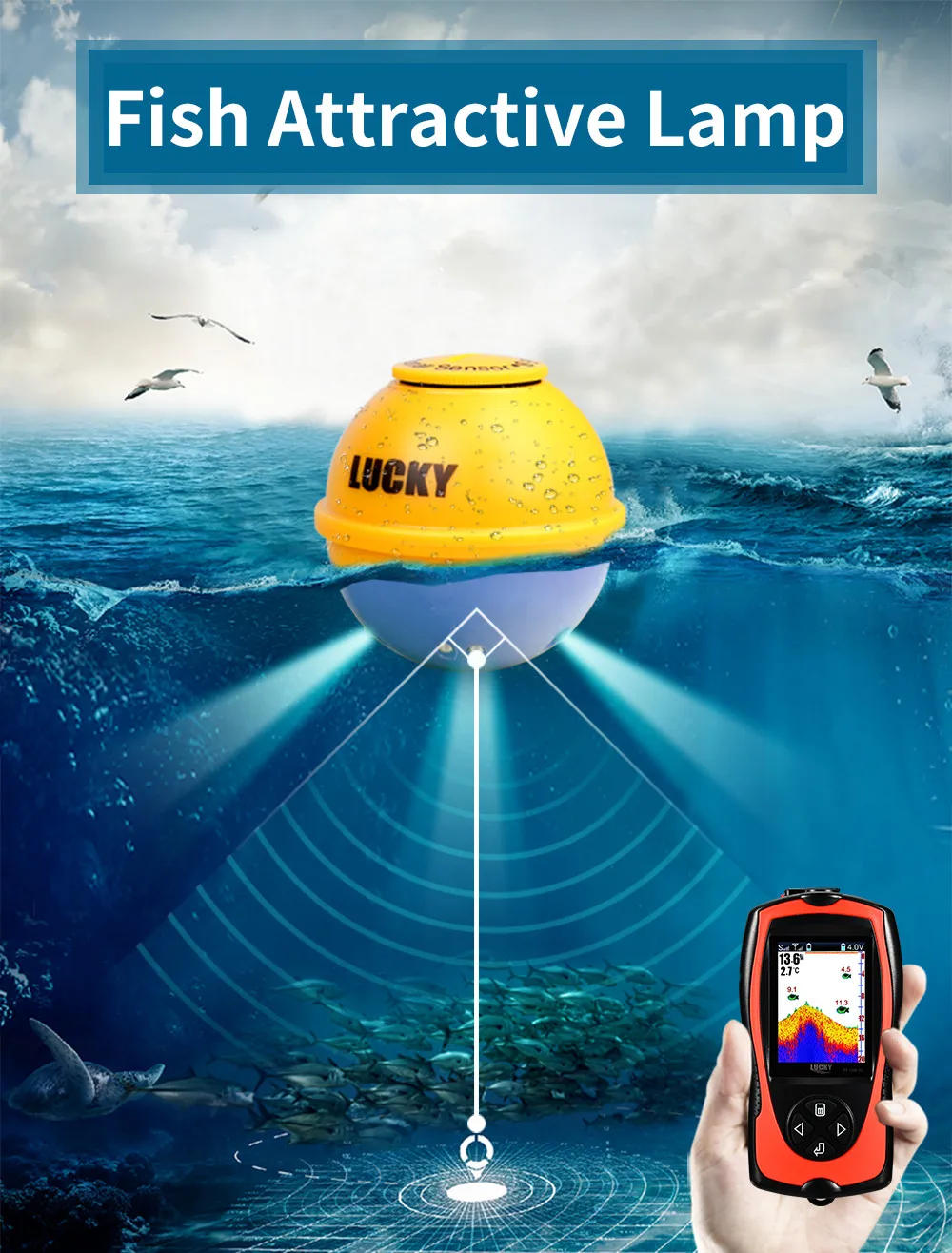Description Picture 5 of itemLucky Sonar Fish Finder FF1108-1CWLA Rechargeable Wireless Sensor 45M Water Depth Echo Sounder Fishing Portable Fish Finder