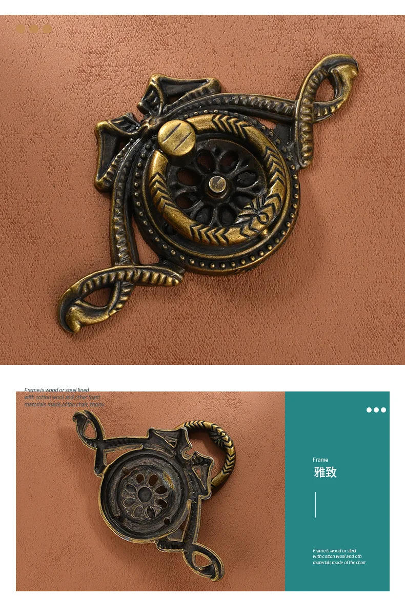 Description Picture 6 of itemB-409 pattern single hole drawer handle home alloy cabinet European antique wardrobe simple Handle