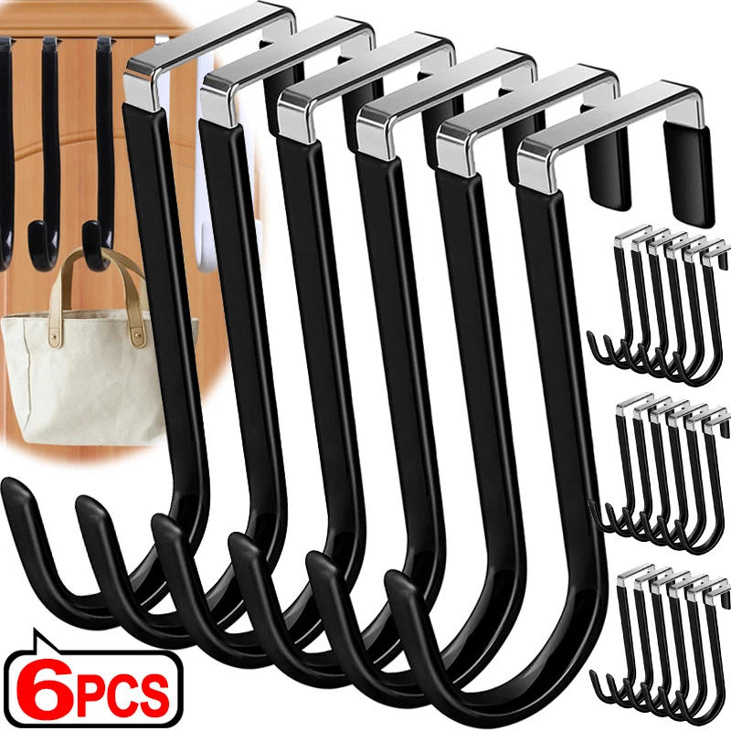 Description Picture 4 of itemStainless Steel S-shaped Cabinet Door Hooks Punch-Free Door Hanger Holder Home Kitchen Bathroom Coat Towels Organizer Hooks