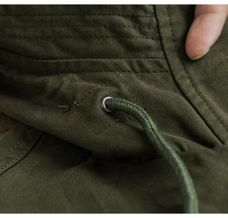 Description Picture 5 of itemMen's Military Tactical Hooded Trench Coat Zipper Mid-length Casual Windbreaker for Autumn and Spring Vintage Clothes Parka