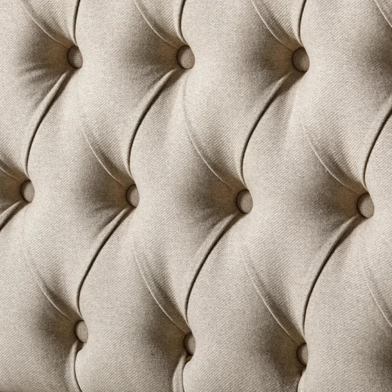 Description Picture 6 of itemQueen Solid Wood Bed Frame with 52.5" Upholstered Tufted Headboard, Roman Column Accents No Box Spring Needed, Queen Bed Frame