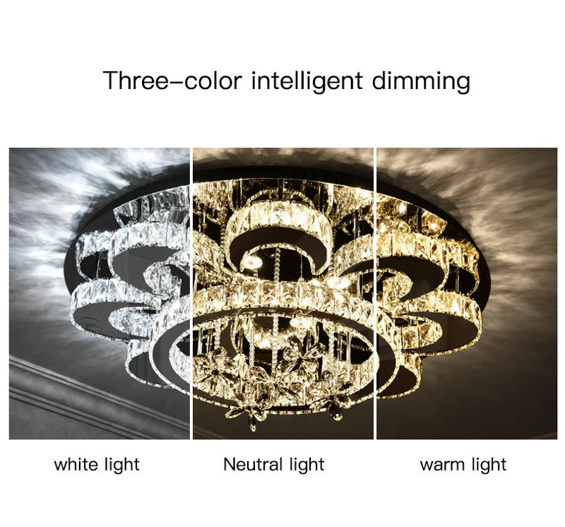 Description Picture 4 of itemNew crystal lamp living room light circular minimalist modern LED ceiling light atmospheric household bedroom lighting