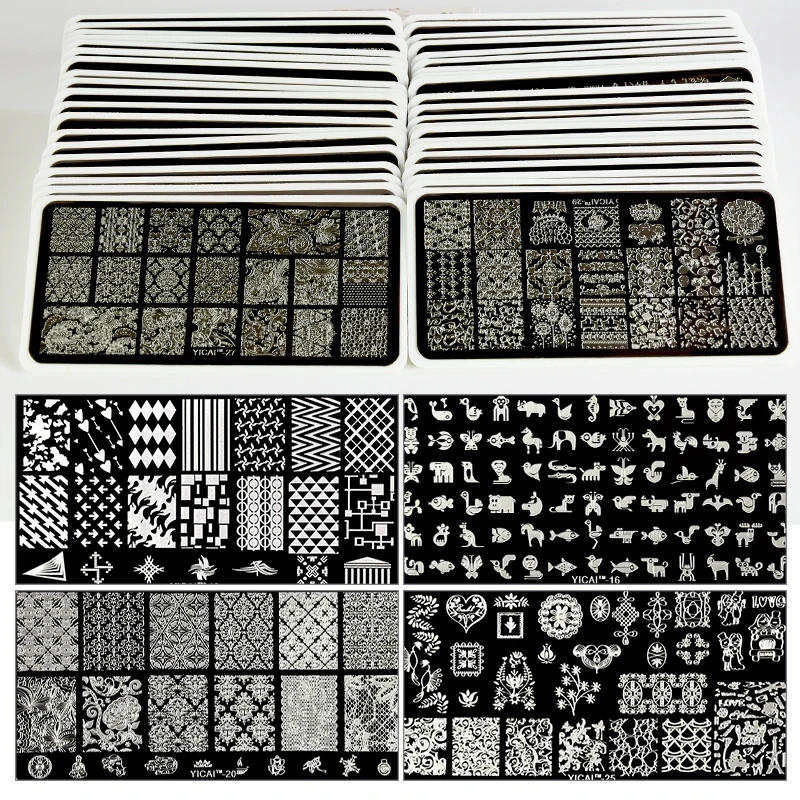 Description Picture 6 of itemLace Nail Stamping Plates Geometric Flower Leaves Cat Bird Nail Art Stamp Templates Polish Printing Stencils Manicure Tools